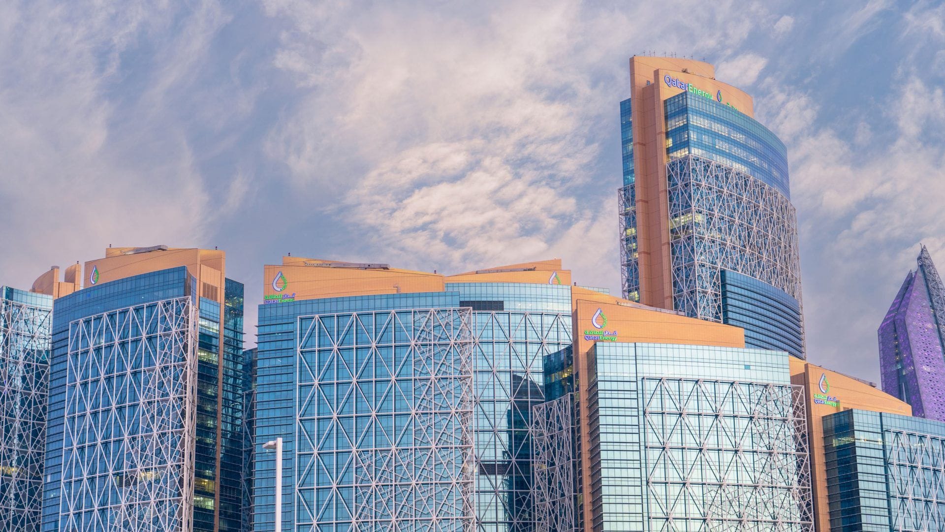 Qatar Energy's glass office towers in Doha, one of the projects Bouygues delivered using RDrive