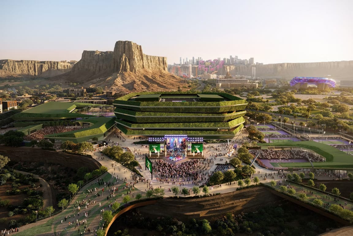 Render of the Qiddiya National Tennis Centre, the next Bouygues project to be delivered with RDrive