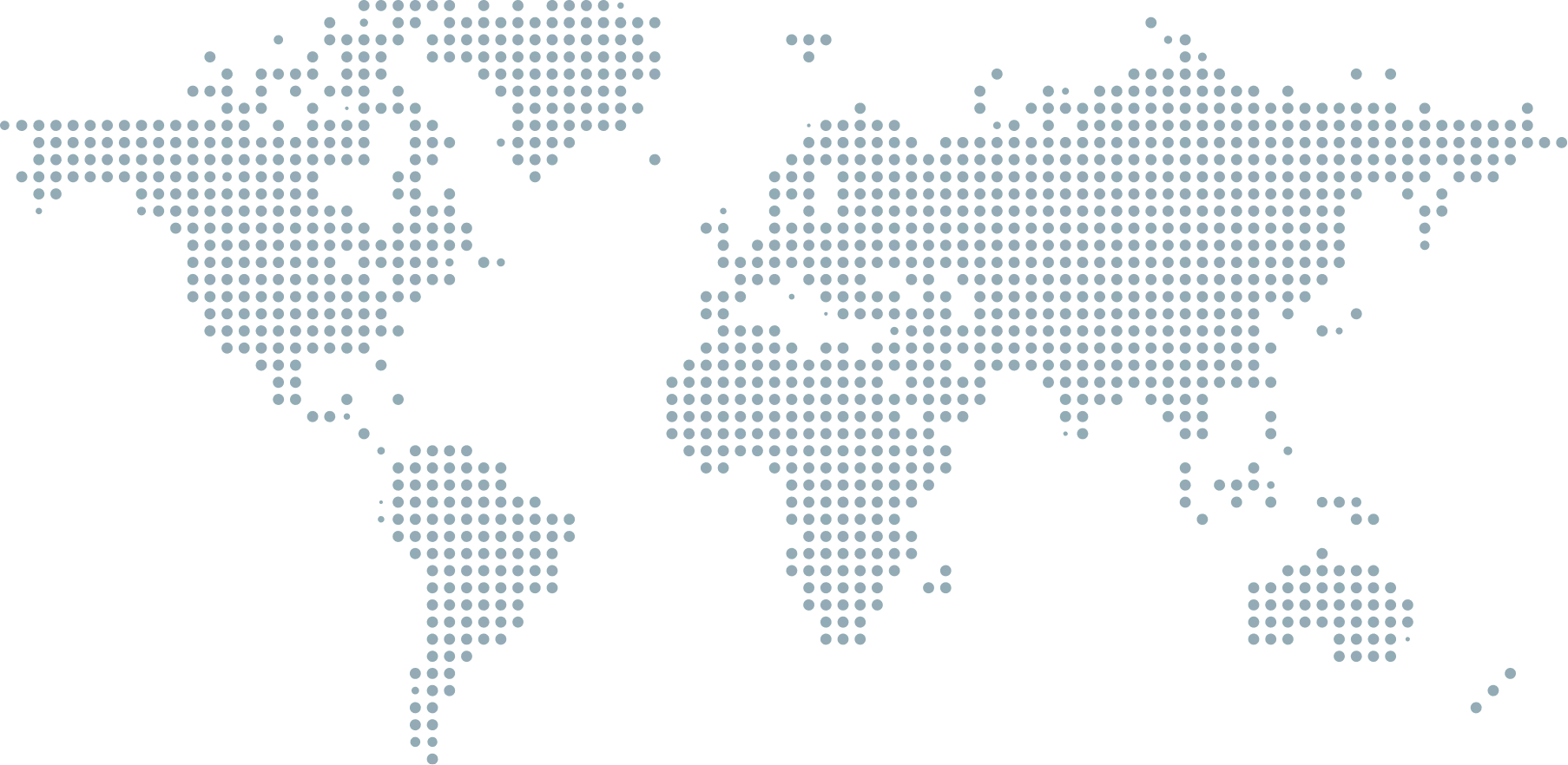 Dotted world map marking the regions where RDrive supports project teams